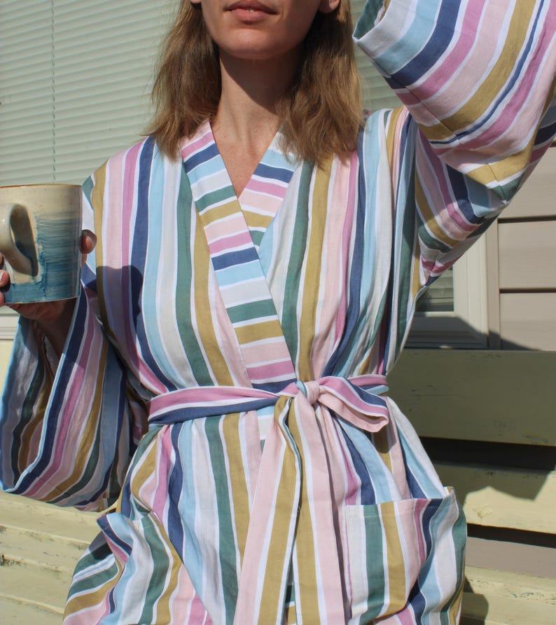 Cozy Comfort in Style Custom-Length Cotton Double Gauze Kimono Robe