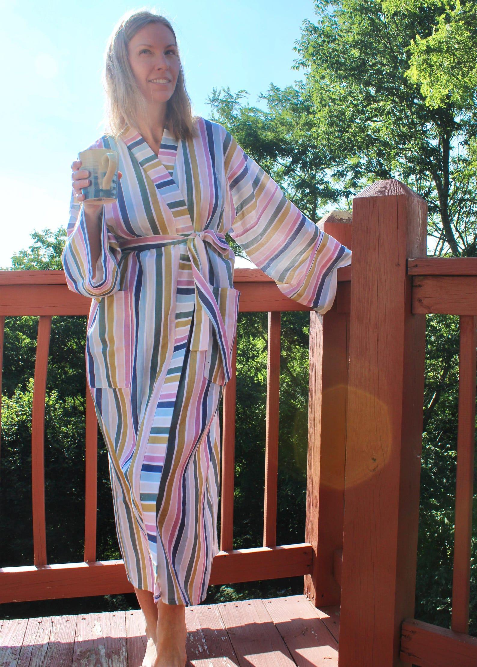 Cozy Comfort in Style Custom-Length Cotton Double Gauze Kimono Robe - Image 5
