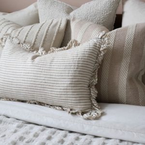 Cozy Comfort India Beige Rope Stripe Cushion for Serene Ambiance