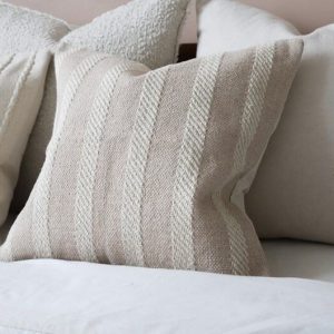 Cozy Comfort India Beige Rope Stripe Cushion for Serene Ambiance