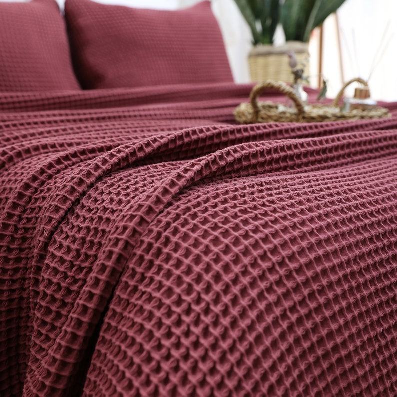 Cozy Comfort Indulge in the Soft Embrace of Our Cherry Waffle Cotton Blanket