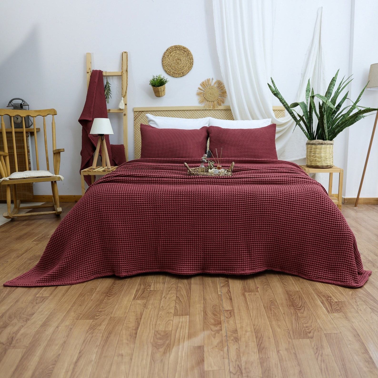 Cozy Comfort Indulge in the Soft Embrace of Our Cherry Waffle Cotton Blanket