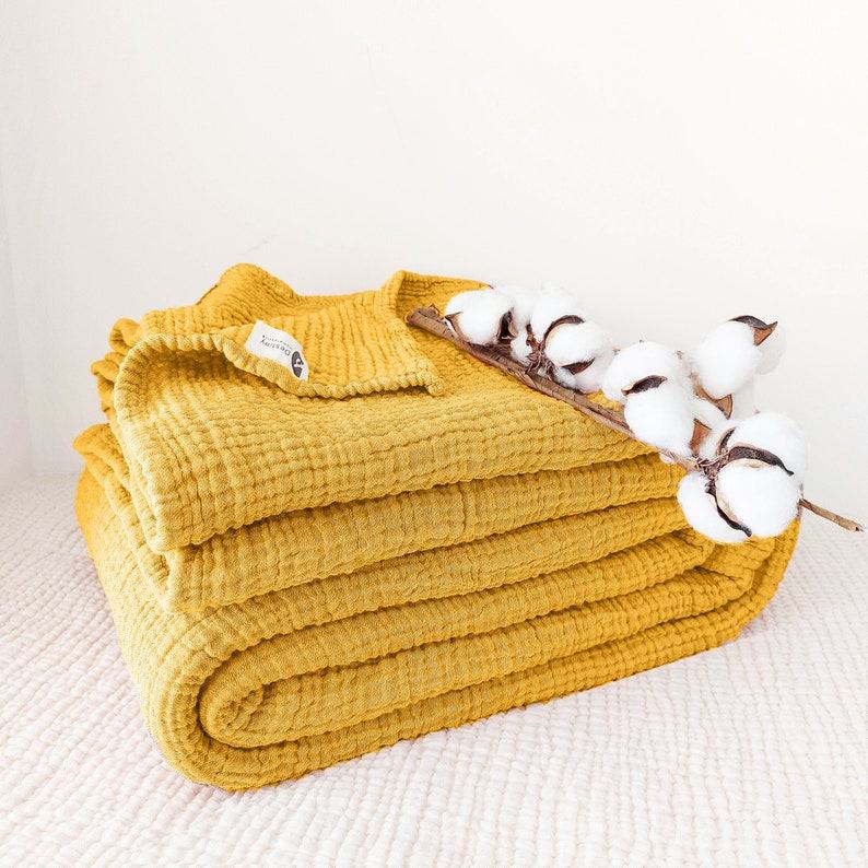 Cozy Comfort Mustard Pure Cotton Gauze Throw for All Seasons