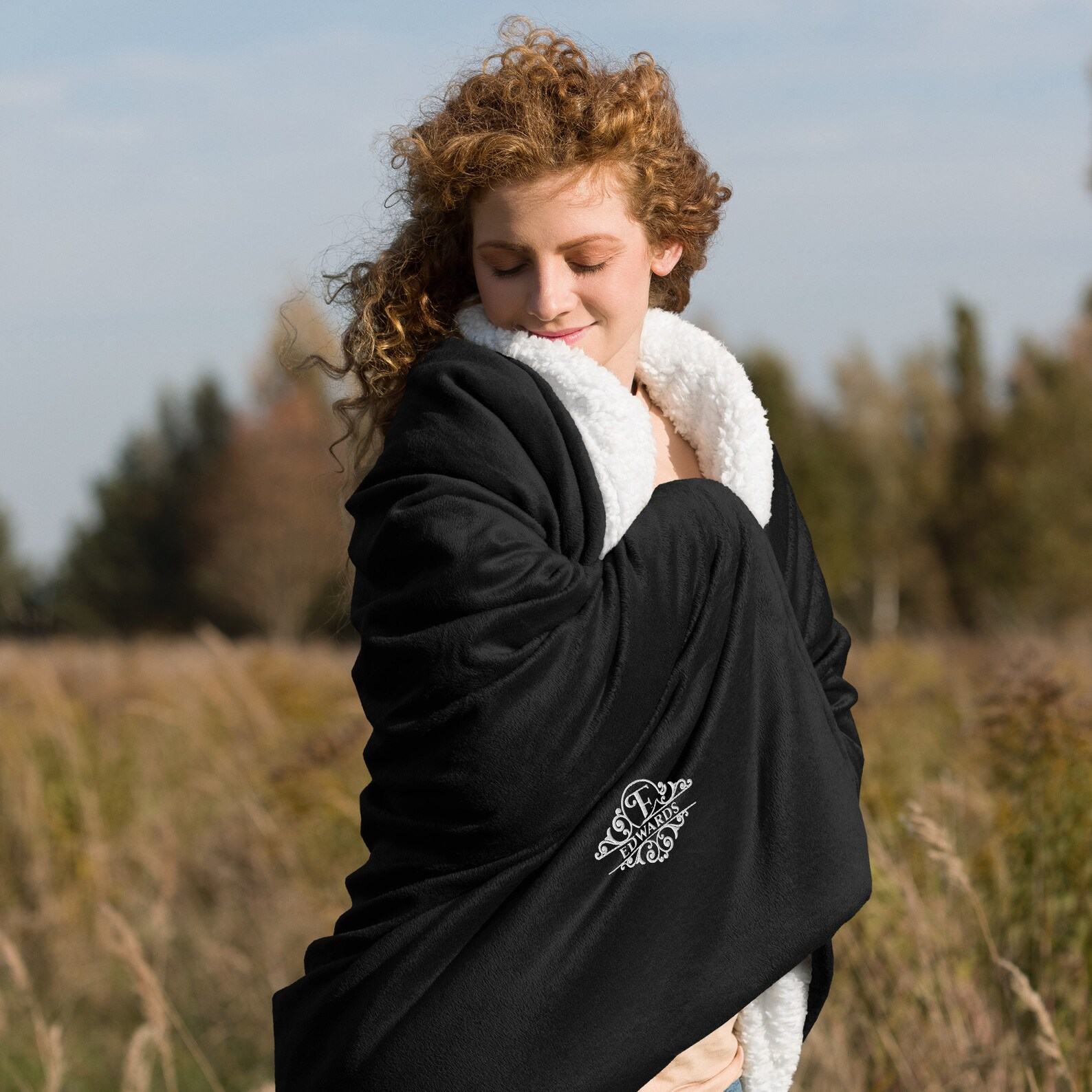 Cozy Comfort, Personalized Embroidered Monogram Sherpa Blanket for Cherished Moments
