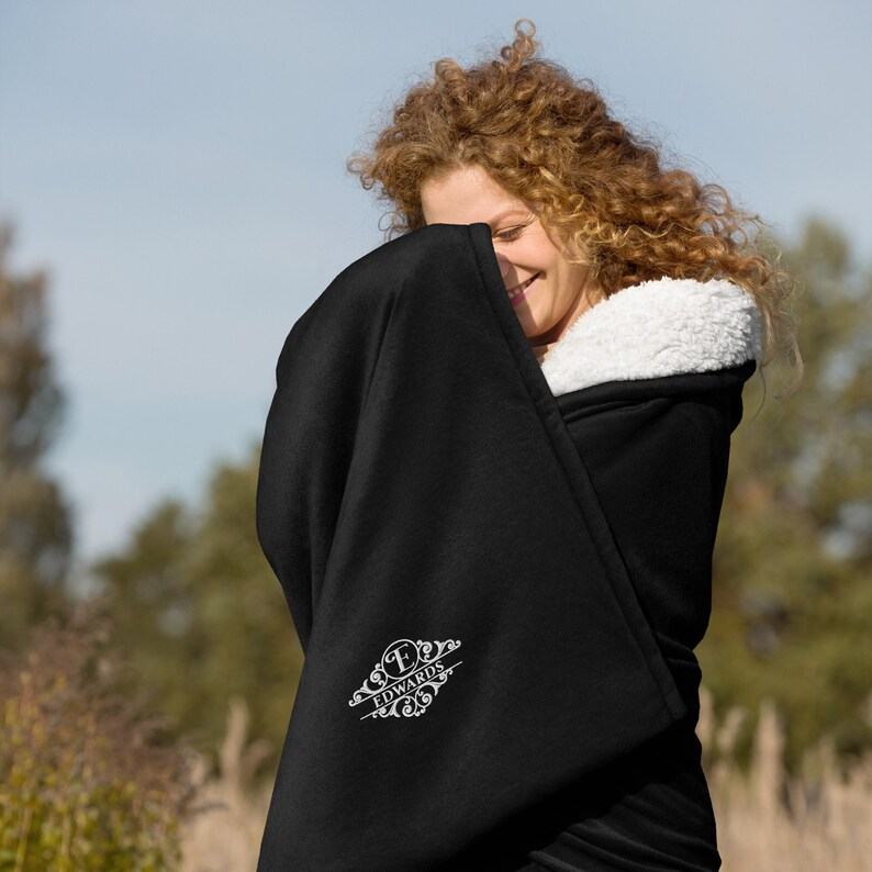 Cozy Comfort, Personalized Embroidered Monogram Sherpa Blanket for Cherished Moments