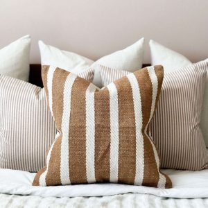 Cozy Comfort Premium Indian Cotton Rust Stripe Cushion in Two Sizes