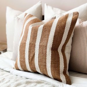 Cozy Comfort Premium Indian Cotton Rust Stripe Cushion in Two Sizes