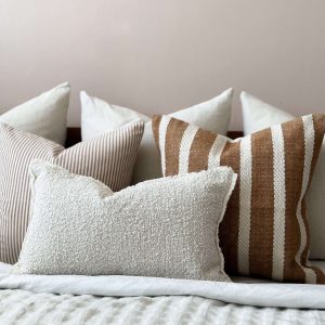 Cozy Comfort Premium Indian Cotton Rust Stripe Cushion in Two Sizes