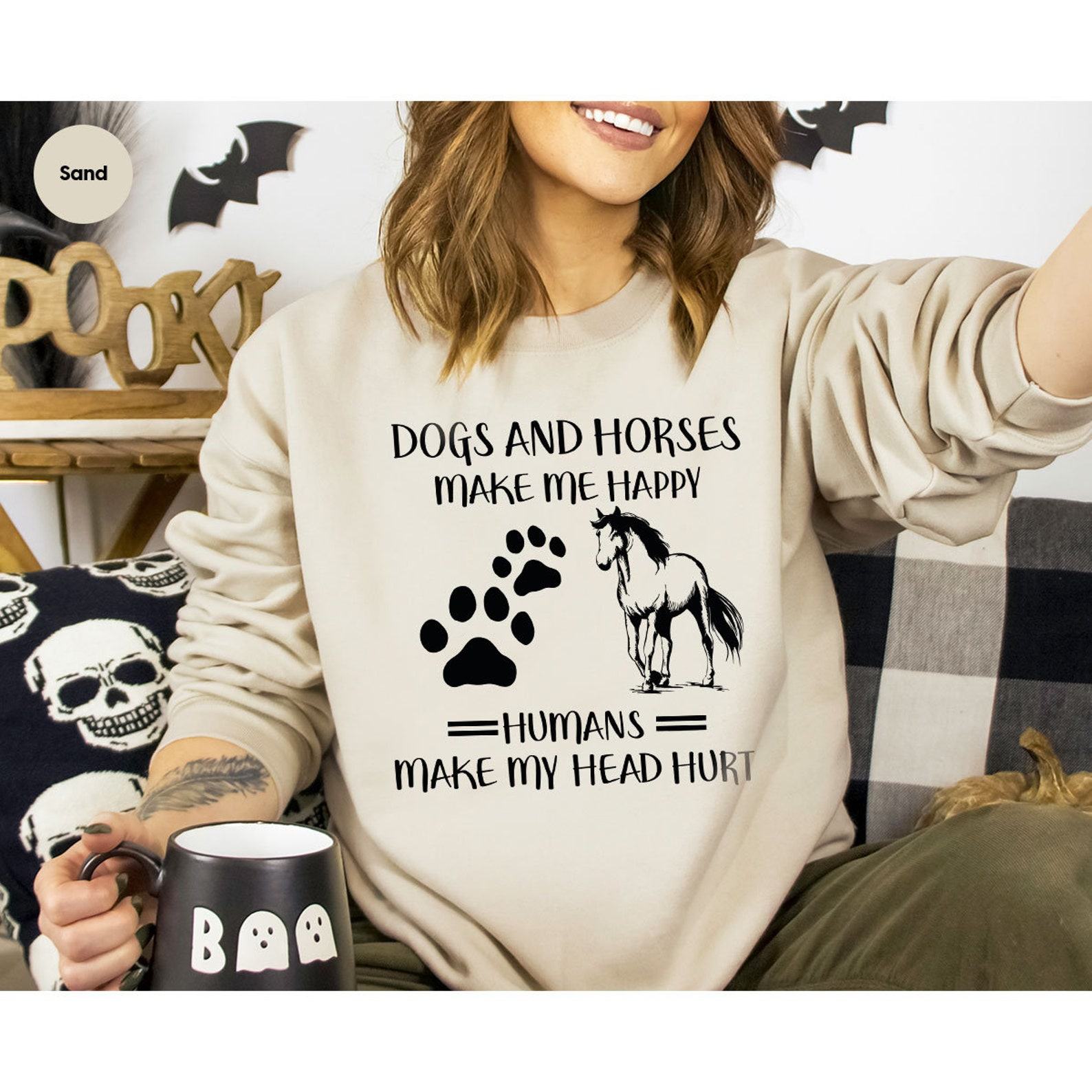 Cozy Equestrian Style Horse Love Sweatshirt for Country Girls and Dog Moms