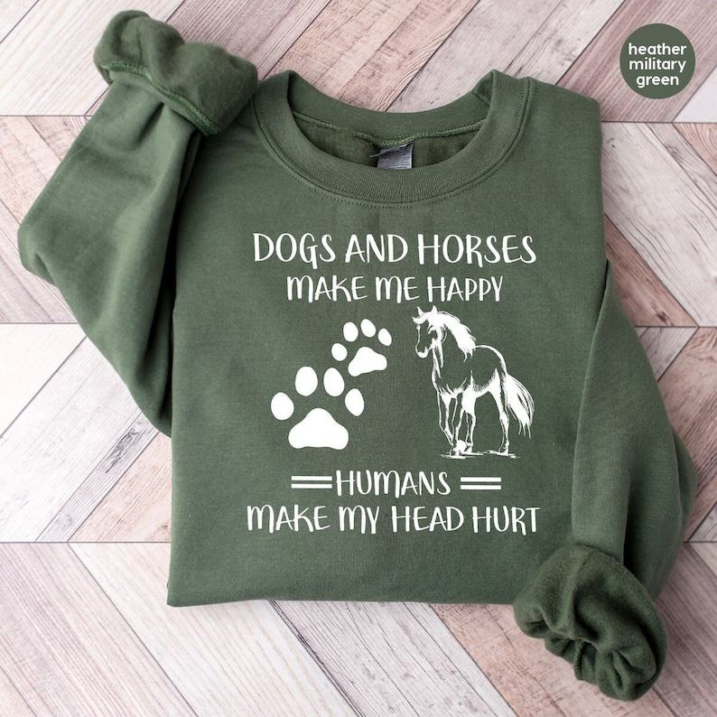 Cozy Equestrian Style Horse Love Sweatshirt for Country Girls and Dog Moms