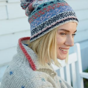 Cozy Fair Isle Winter Knit Hat Ethical Wool Beanie for Women