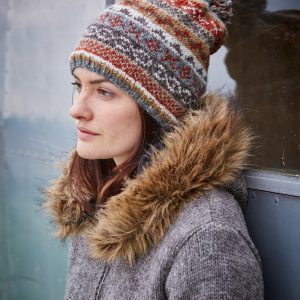Cozy Fair Isle Winter Knit Hat Ethical Wool Beanie for Women