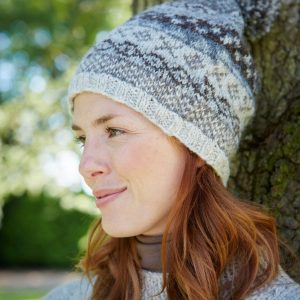 Cozy Fair Isle Winter Knit Hat Ethical Wool Beanie for Women
