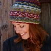 Cozy Fair Isle Winter Knit Hat Ethical Wool Beanie for Women
