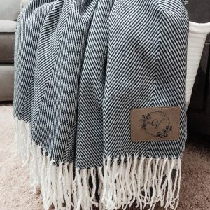 Cozy Farmhouse Herringbone Throw Personalize Your Comfort with Style