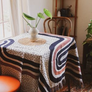 Cozy Haven Abstract Woven Throw Blanket for Modern Boho Decor