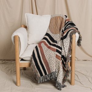 Cozy Haven Abstract Woven Throw Blanket for Modern Boho Decor