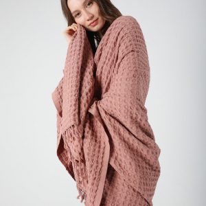 Cozy Haven Escape into Comfort with Our Gray Waffle Summer Throw Blanket