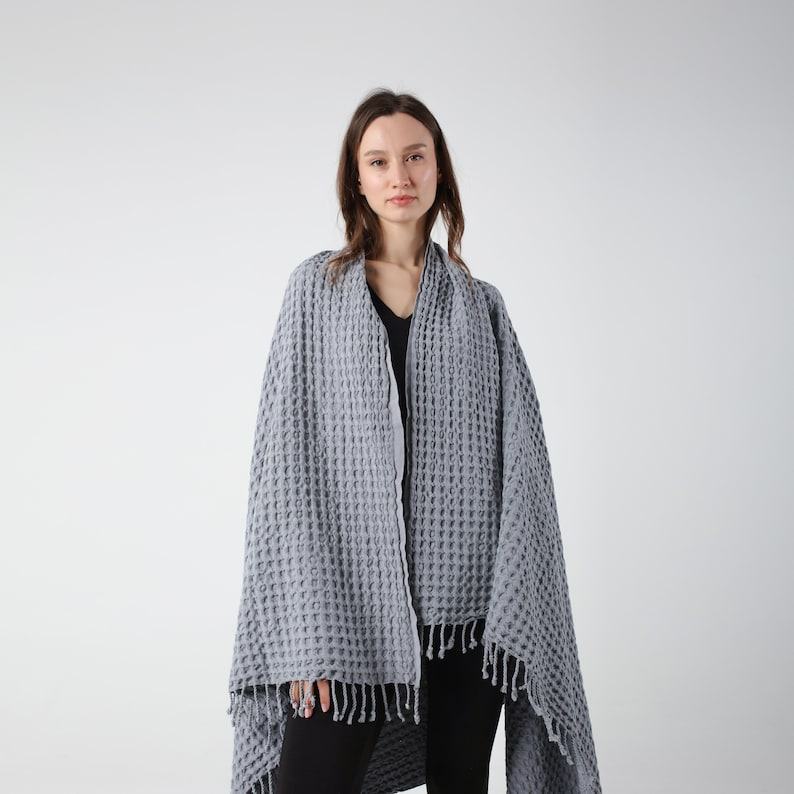 Cozy Haven Escape into Comfort with Our Gray Waffle Summer Throw Blanket