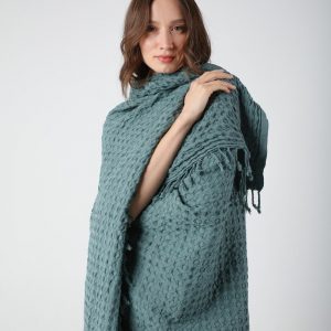 Cozy Haven Escape into Comfort with Our Gray Waffle Summer Throw Blanket