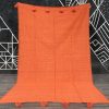 Cozy Haven Handmade Orange King Bedspread, Moroccan Cotton Throw Blanket for Queen Size Beds, Plaid Striped Large Throw, Farmhouse Decor