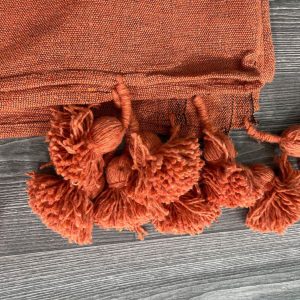 Cozy Haven Handmade Orange King Bedspread, Moroccan Cotton Throw Blanket for Queen Size Beds, Plaid Striped Large Throw, Farmhouse Decor