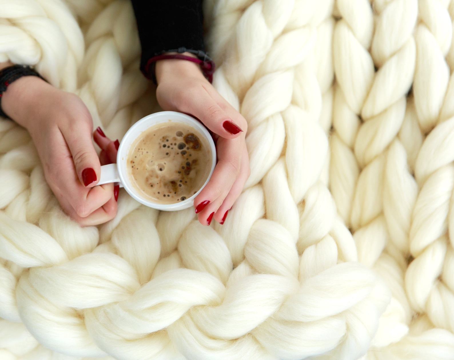 Cozy Haven Indulge in the Luxurious Embrace of Our Chunky Merino Wool Throw - Image 5