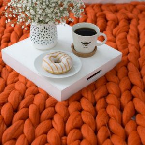 Cozy Haven Indulge in the Warmth of a Chunky Knit Merino Wool Blanket