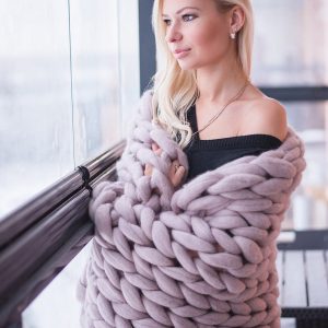 Cozy Haven Premium Organic Merino Wool Chunky Knit Blanket for Unparalleled Comfort