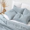 Cozy Linen Pillowcase Elevate Your Farmhouse Bedding with Gray Blue Gingham