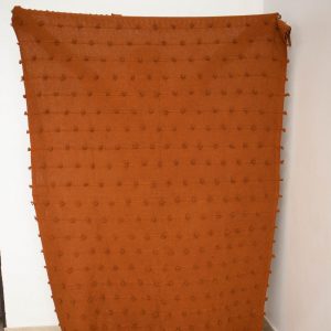 Cozy Rust Loops Handwoven Chunky Cotton Throw Blanket for Warmth and Style