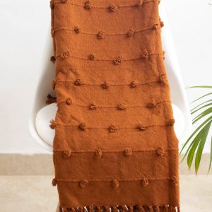 Cozy Rust Loops Handwoven Chunky Cotton Throw Blanket for Warmth and Style