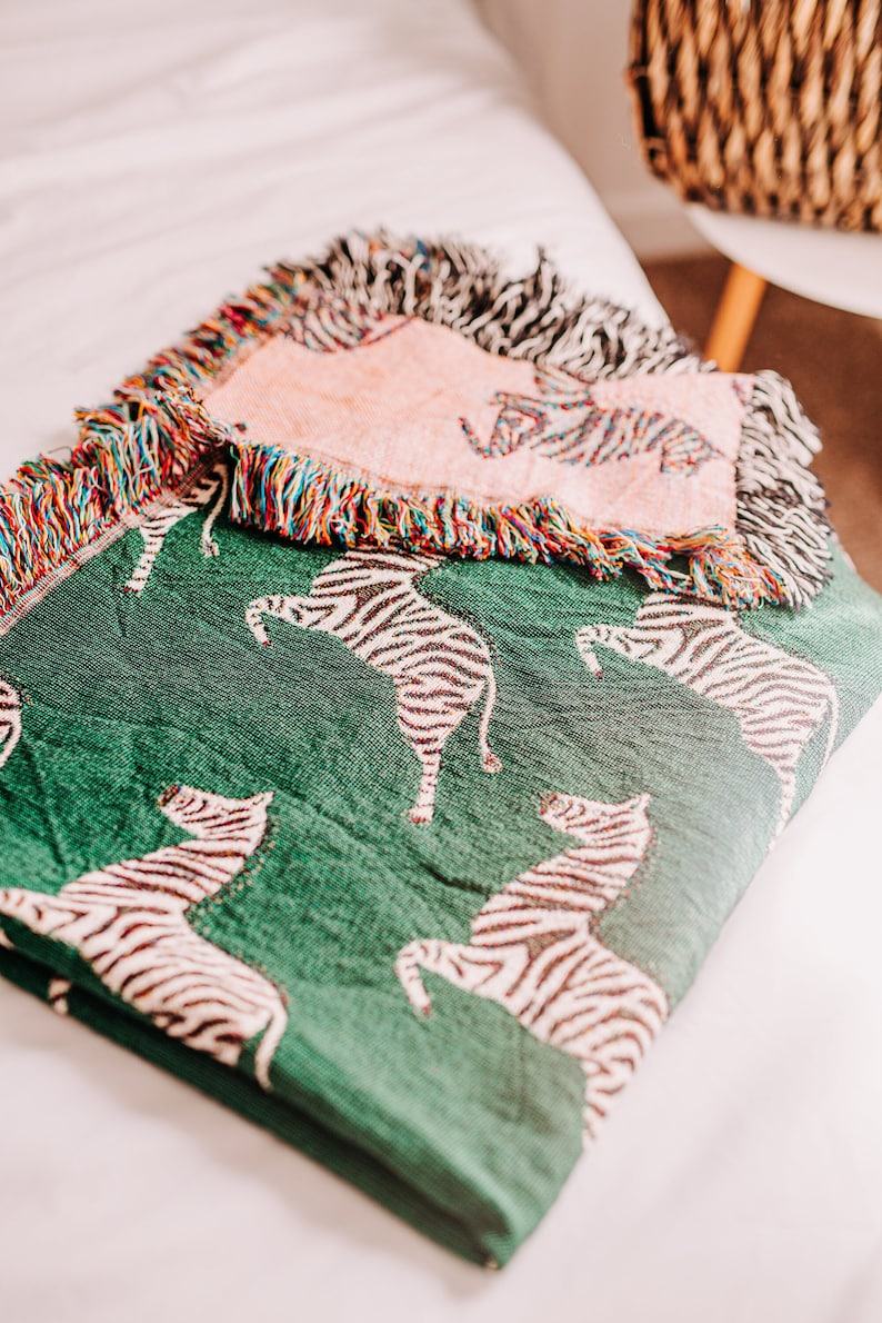 Cozy Zebra Haven Woven Throw Blanket for Home Decor and Comfort