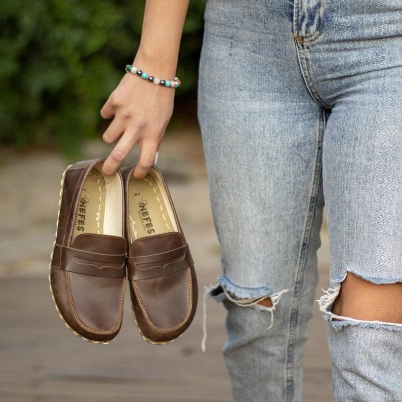 Crazy Classic Brown Leather Grounding Shoes for Women | Barefoot Comfort & Earthing