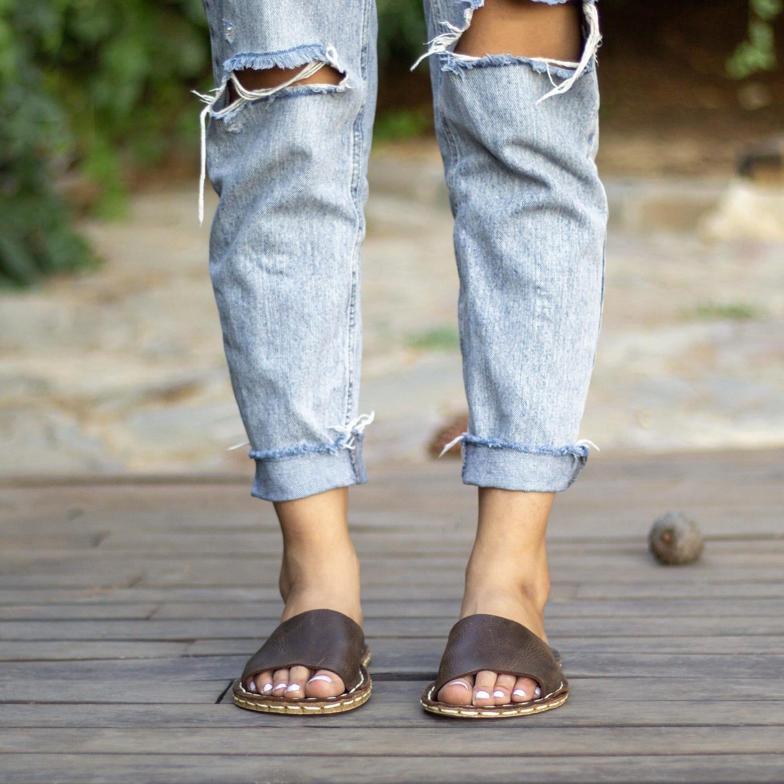 Crazy Classic Brown Leather Sandals – Handmade Barefoot Style