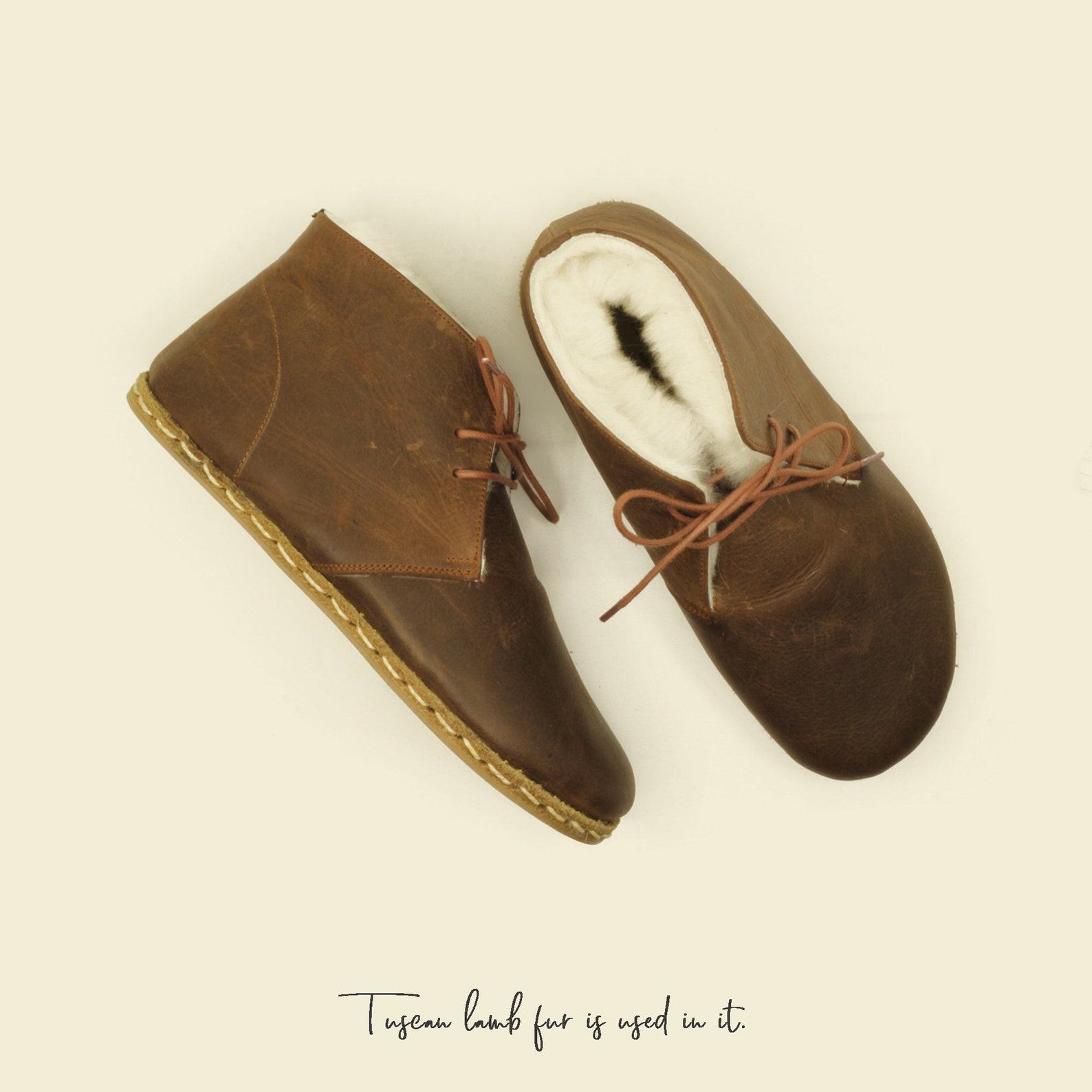 Crazy Classic Brown Shearling Ankle Boots – Women’s Barefoot Fur Grounding Boots