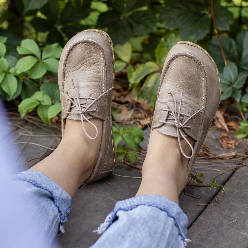 Crazy Vision Barefoot Oxford Shoes  Wide Toe, Leather Sole, Grounding Comfort