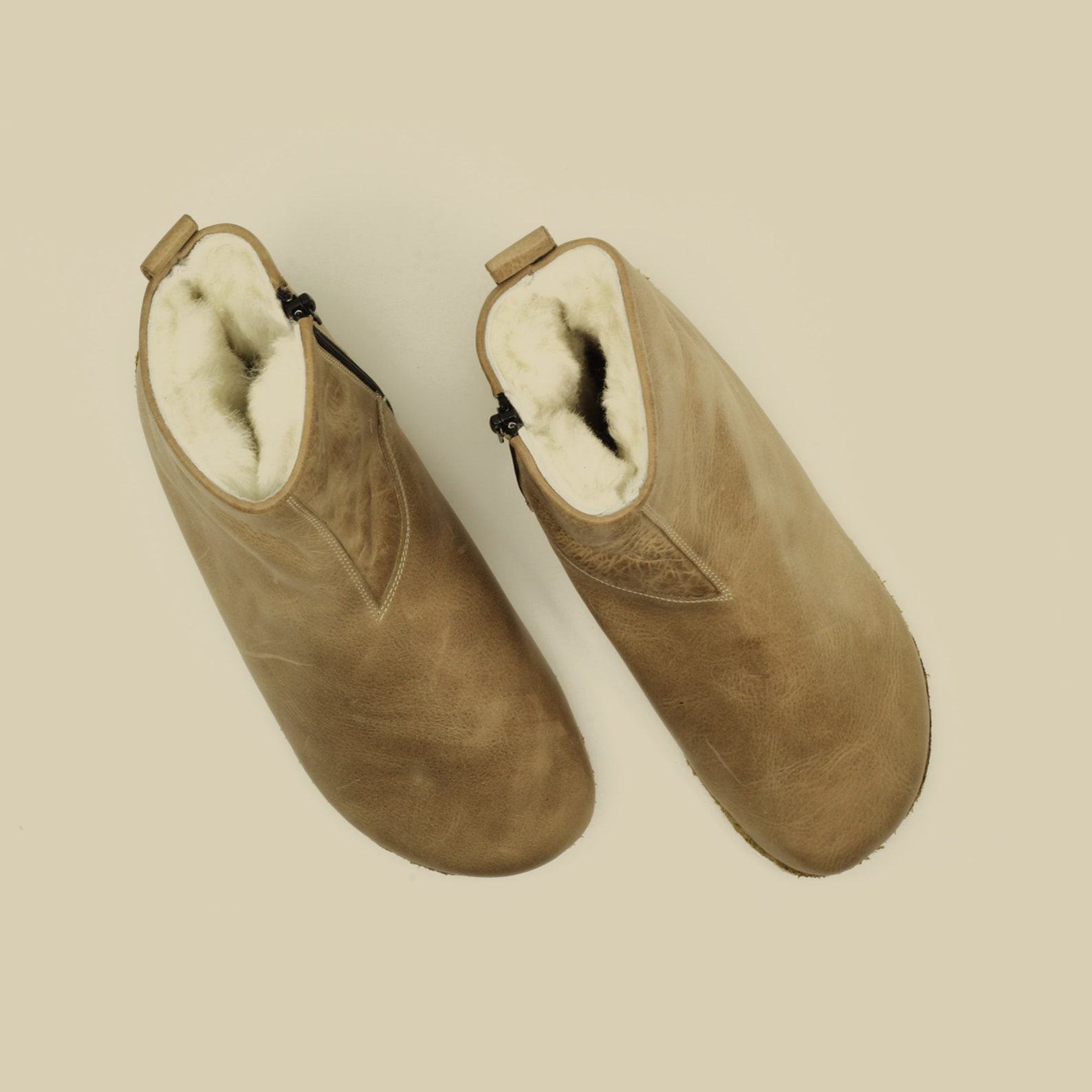 Crazy Vision Women’s Barefoot Shearling Ankle Boots – Fur Lined Sheepskin Grounding Boots