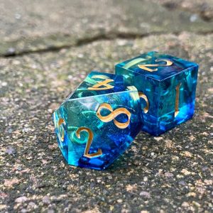 Cryomancer’s Icy Grip 7-Piece Resin Dice Set for DnD