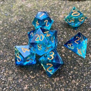 Cryomancer’s Icy Grip 7-Piece Resin Dice Set for DnD
