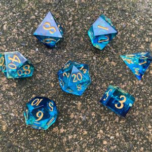 Cryomancer’s Icy Grip 7-Piece Resin Dice Set for DnD