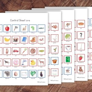 Cursive Letter Sounds Picture Sorting Cards Red Consonants, Blue Vowels