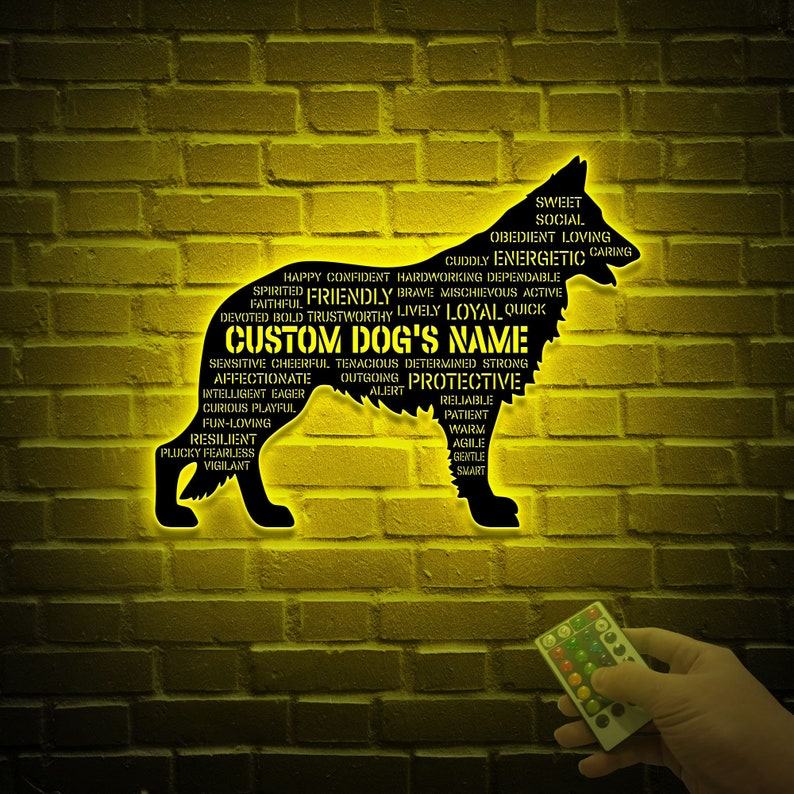 Custom German Shepherd Dog Traits Metal Wall Art with LED Light Illuminate Your Dog’s Personality