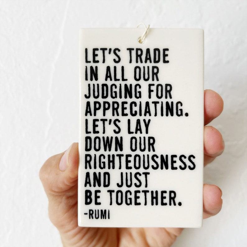 Daily Inspiration Ram Dass Ceramic Wall Tag – Screen Printed Ceramics for Mindfulness and Motivation