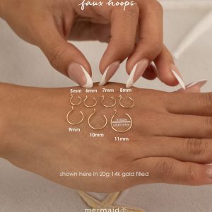 Dainty Faux Nose Ring No Piercing Needed, Sterling Silver, Rose Gold, 22g/20g