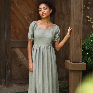 DAISY The Epitome of Effortless Elegance – Linen Midi Dress for Women