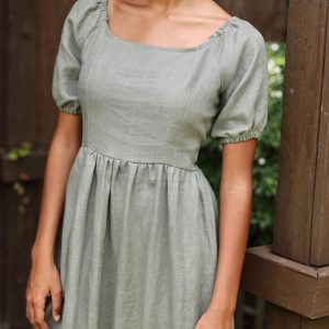 DAISY The Epitome of Effortless Elegance – Linen Midi Dress for Women