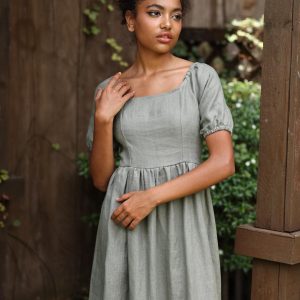 DAISY The Epitome of Effortless Elegance – Linen Midi Dress for Women