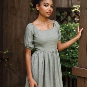 DAISY The Epitome of Effortless Elegance – Linen Midi Dress for Women