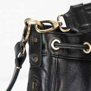 Danae The Ultimate Black Leather Drawstring Bucket Bag for Women